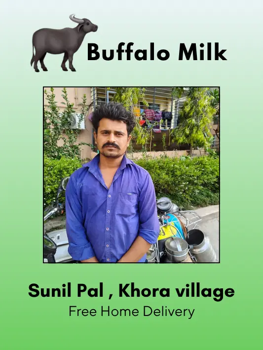 Fresh and Pure Buffalo Milk- 500 ml From Sunil Pal, Khora Village