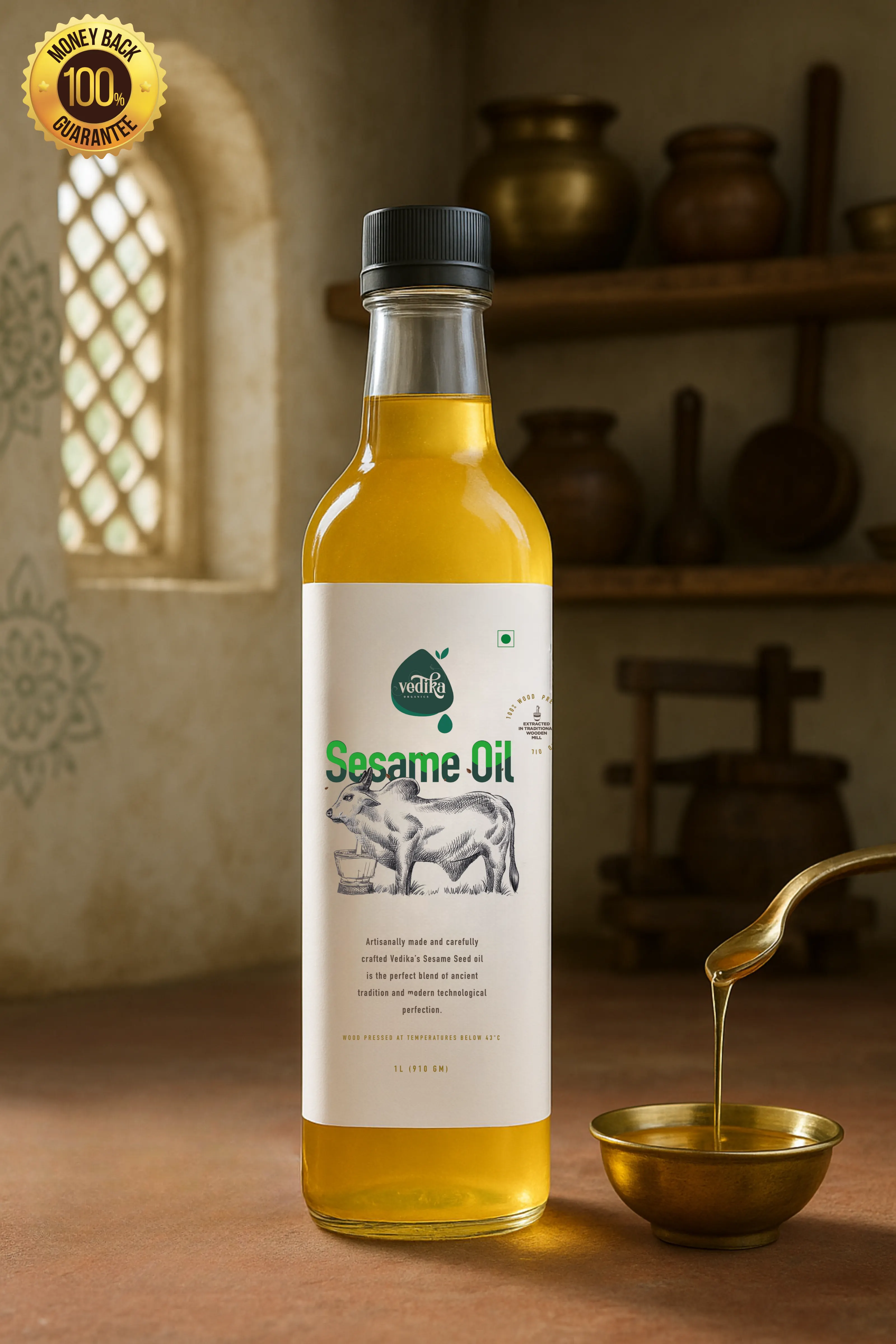 Vedika Organics Sesame  Wood Pressed Oil 1 Litre