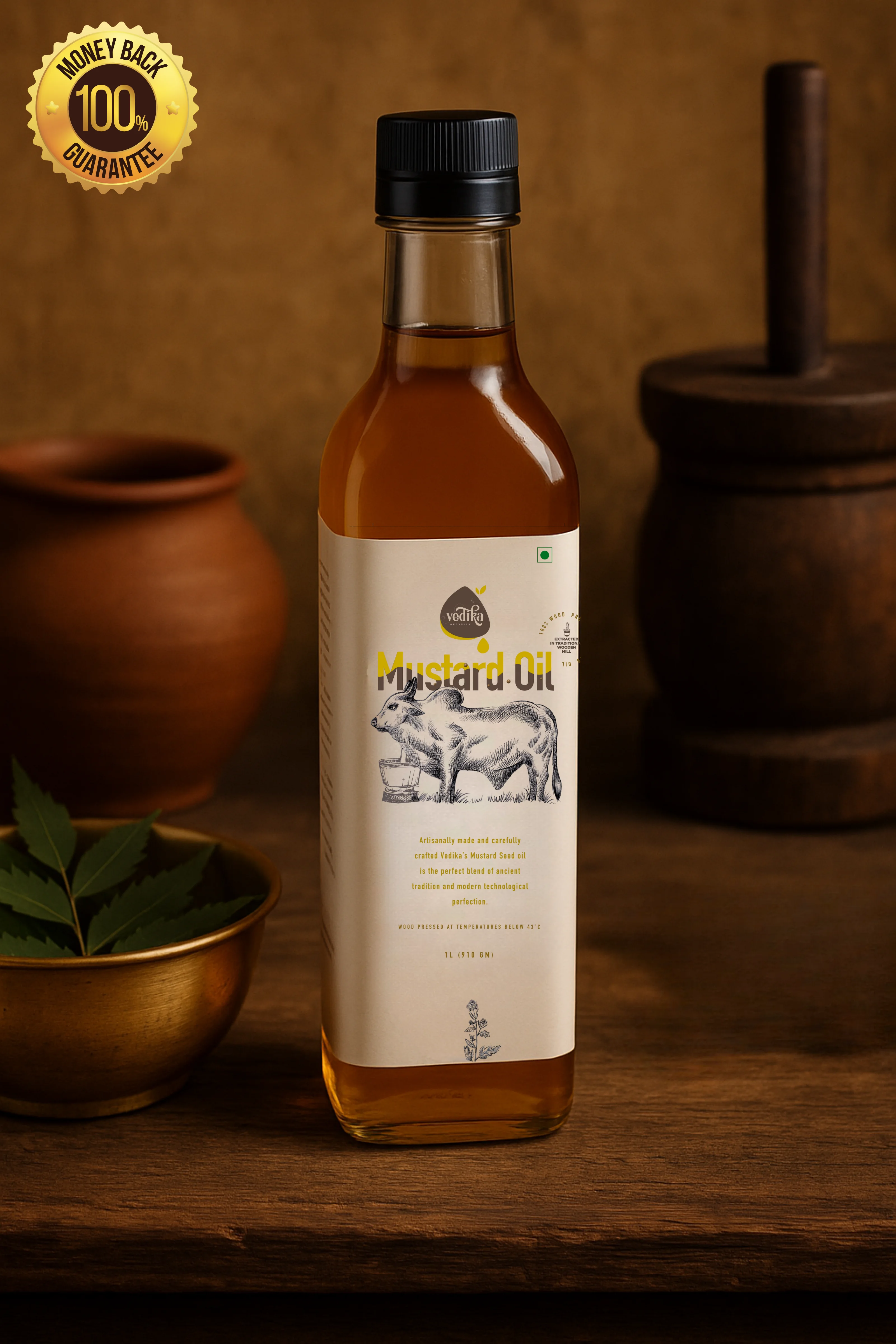 Vedika Organics Wood Pressed Kachi Ghani Mustard Oil (5 litre)