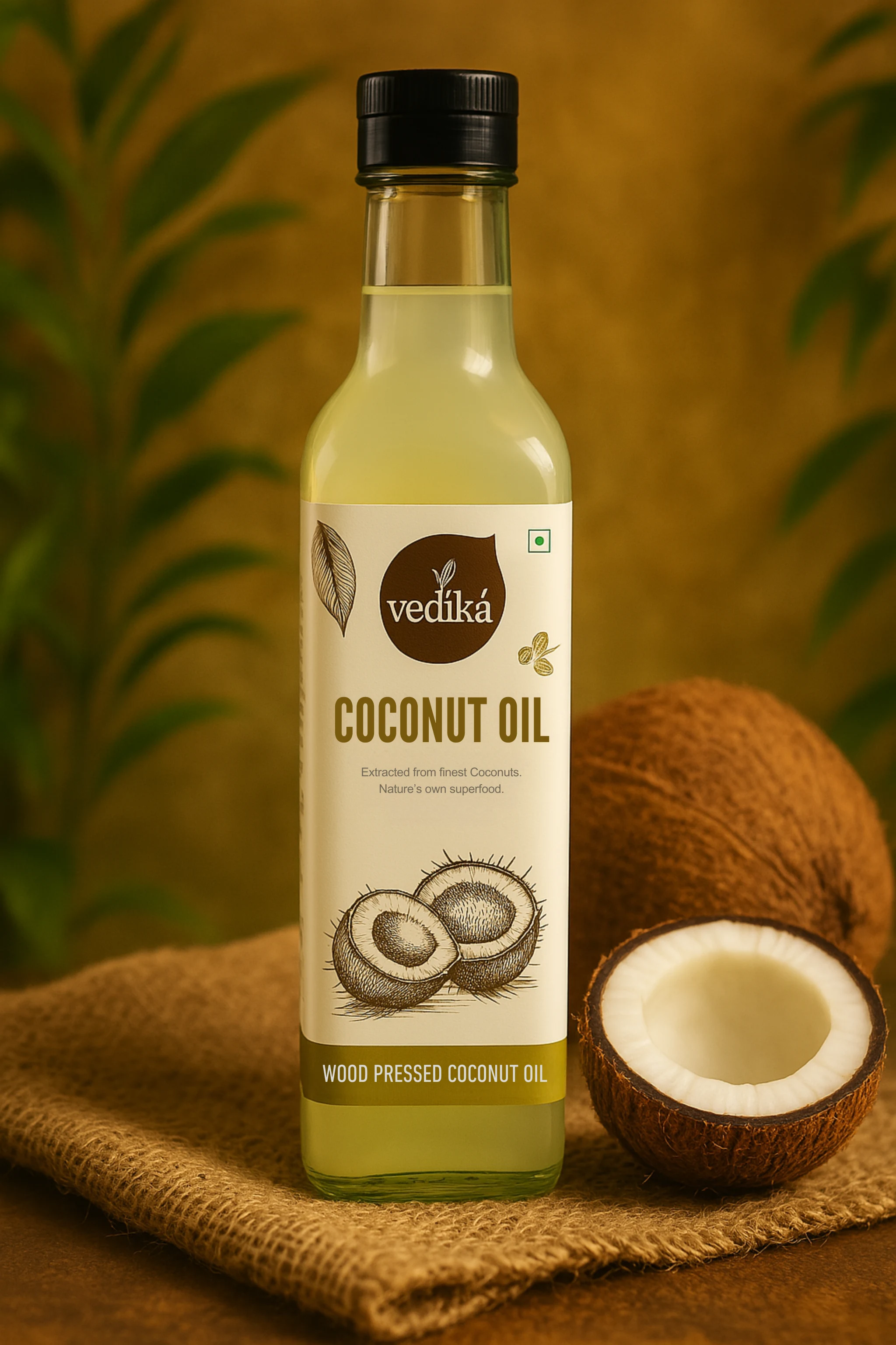 Vedika Organics Wood Pressed Virgin Coconut Oil (500 ML )
