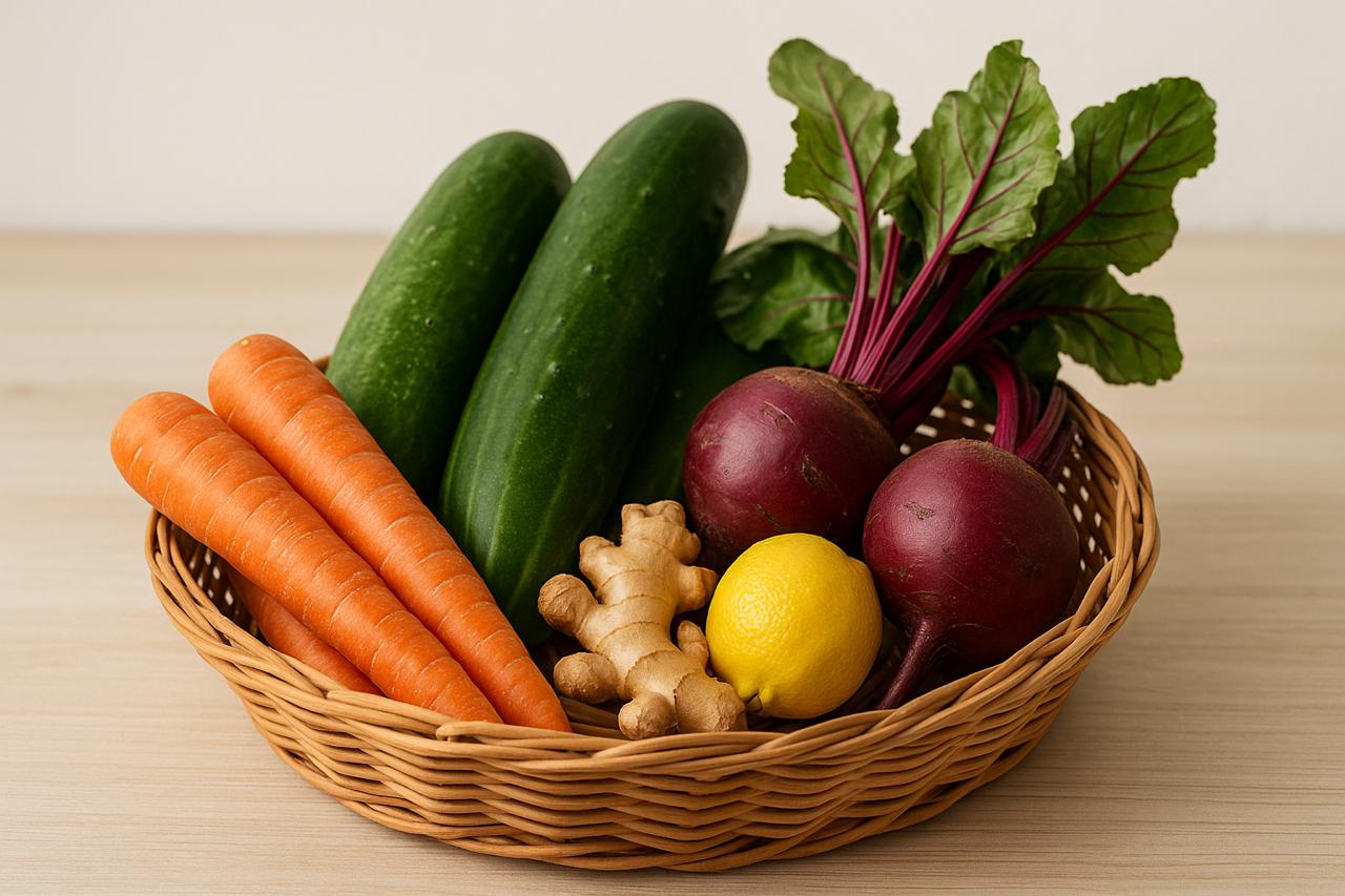 Health Detox Basket (Carrot + Cucumber + Beetroot + Ginger & lemons free)