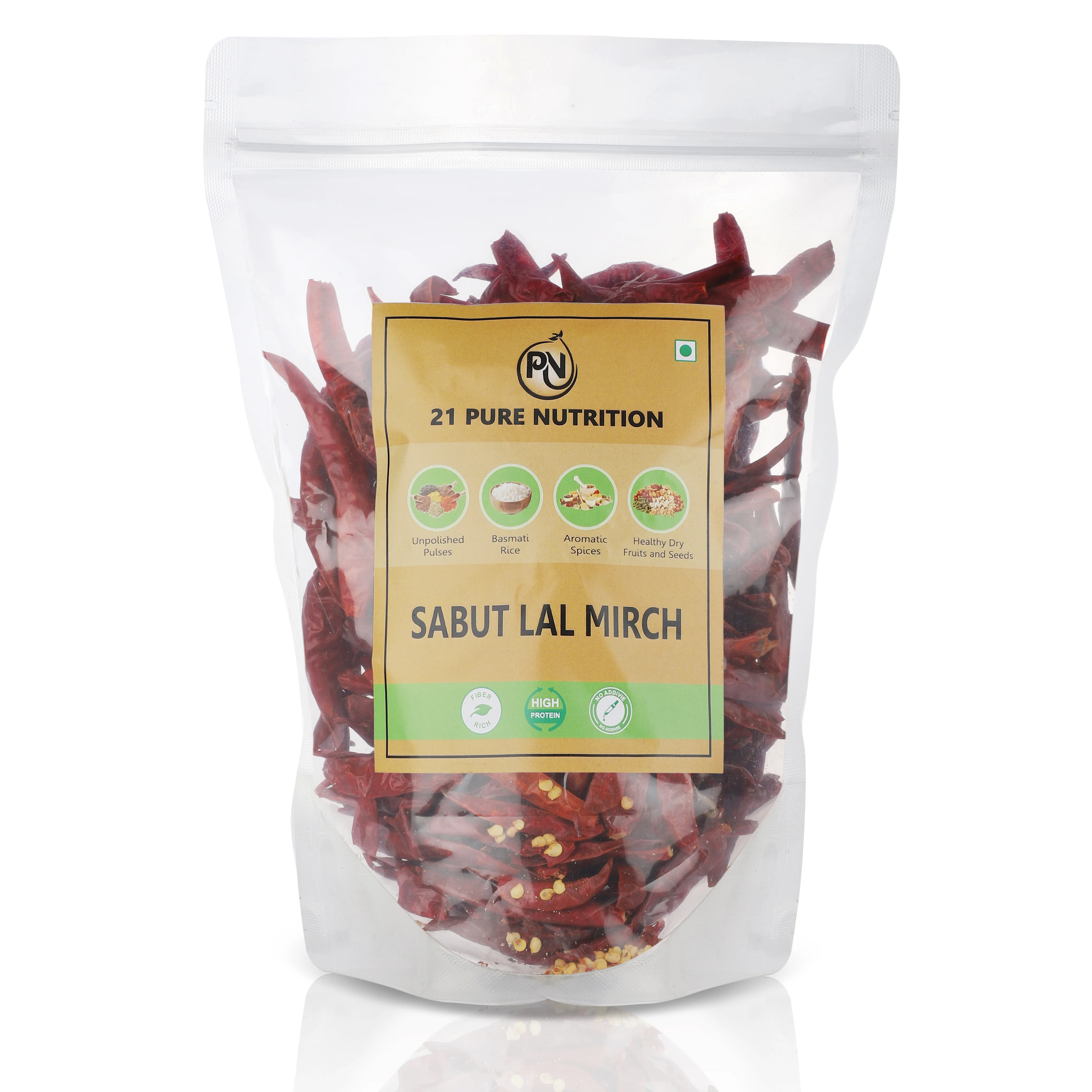 21 Pure Nutrition Sabut Lal Mirch - 500 g