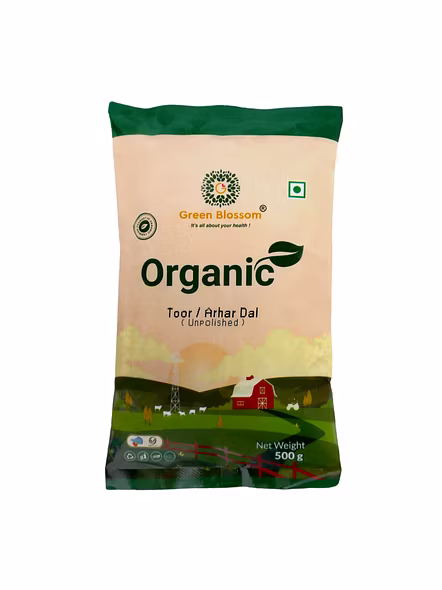 Green Blossom Organic Toor Dal/Split Pigeon Pea - 500 Gm