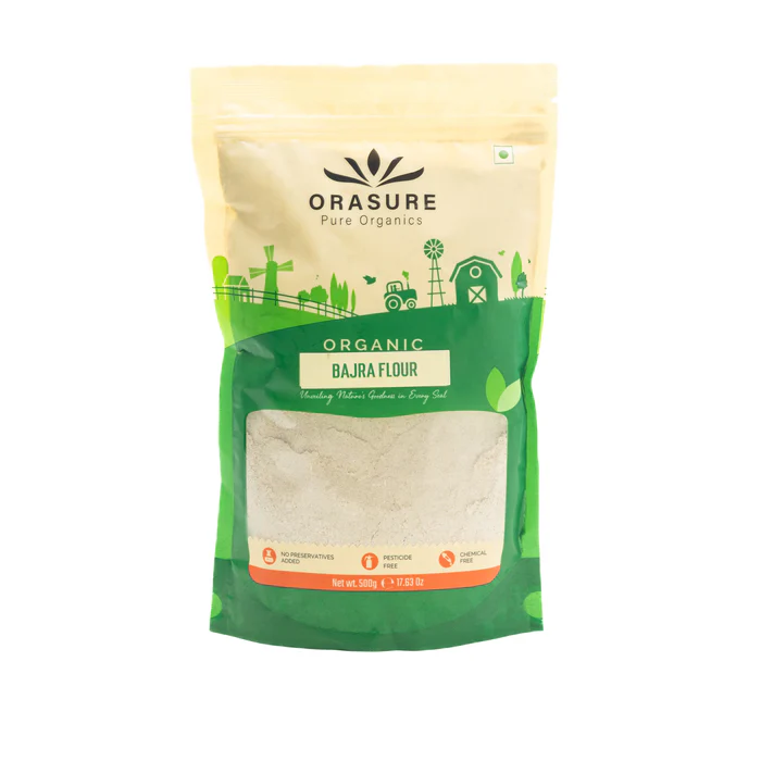 Orasure Organic Bajra Flour - 500 g (Pack Of 1) | 100% Natural Bajra Atta