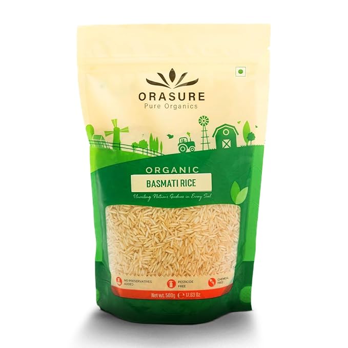 Orasure Organic Basmati Rice 500g (Pack Of 1) | Long-Grain Rice