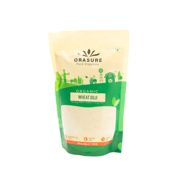 Orasure Organic Wheat Suji - 500 g (Pack Of 3) | High Fibre