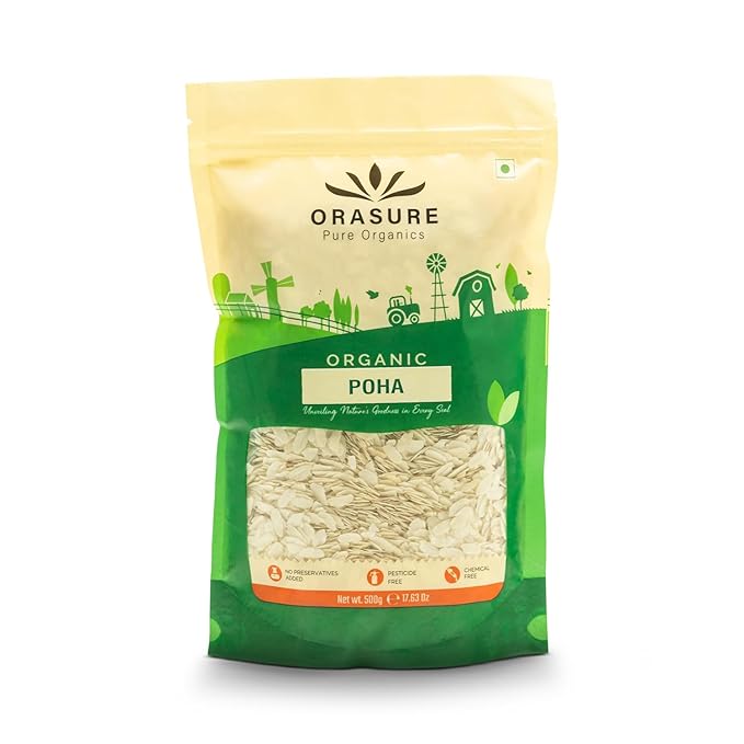 Orasure Organic Poha 500g (Pack of 3)| Tasty Flattened Rice