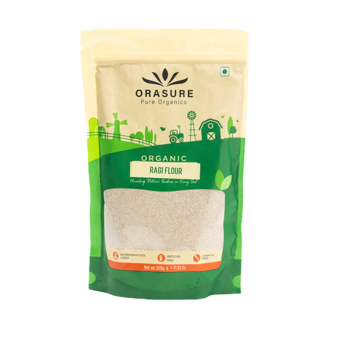 Orasure Organic Ragi flour - 500 g (Pack Of 1) | 100% Natural Fresh Ragi Atta