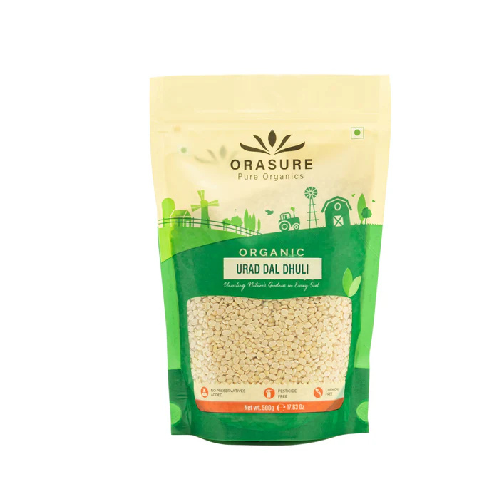 Orasure Organic Urad Dal Dhuli 500g (Pack of 3)| High Protein & Fiber