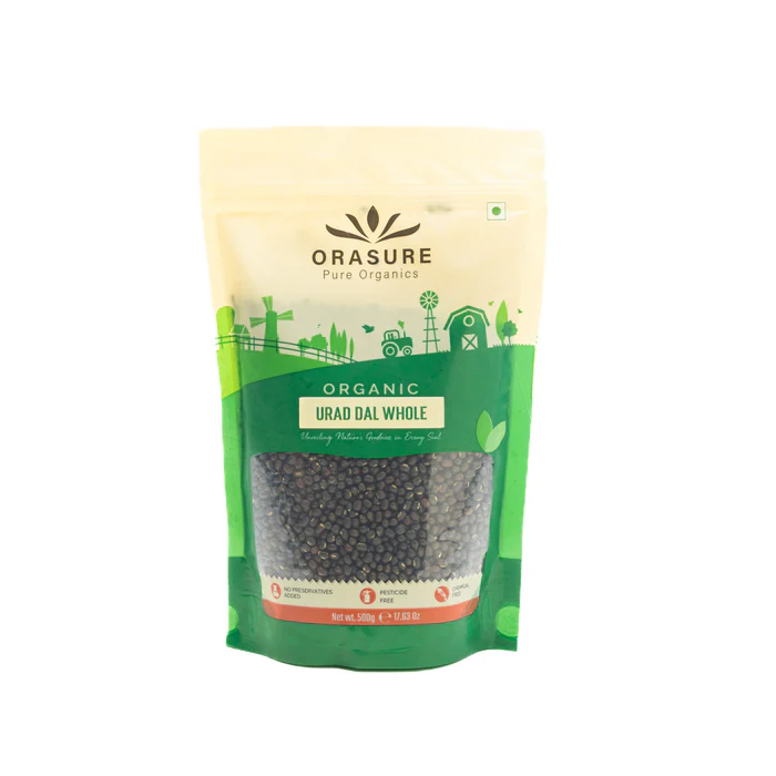 Orasure Organic Urad Dal Whole - 500g (Pack of 3)| Healthy and Tasty