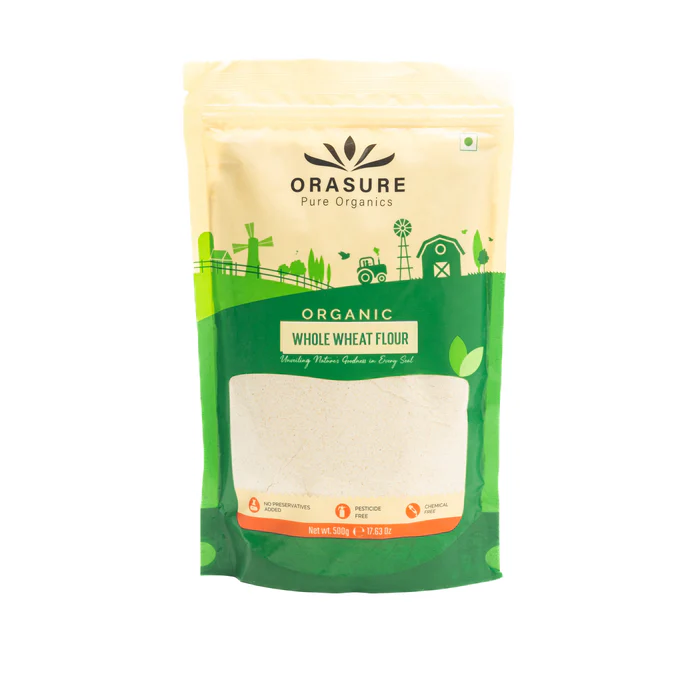 Orasure Whole Wheat Flour -500g (Pack of 3) | High Fiber Whole Grain Flour