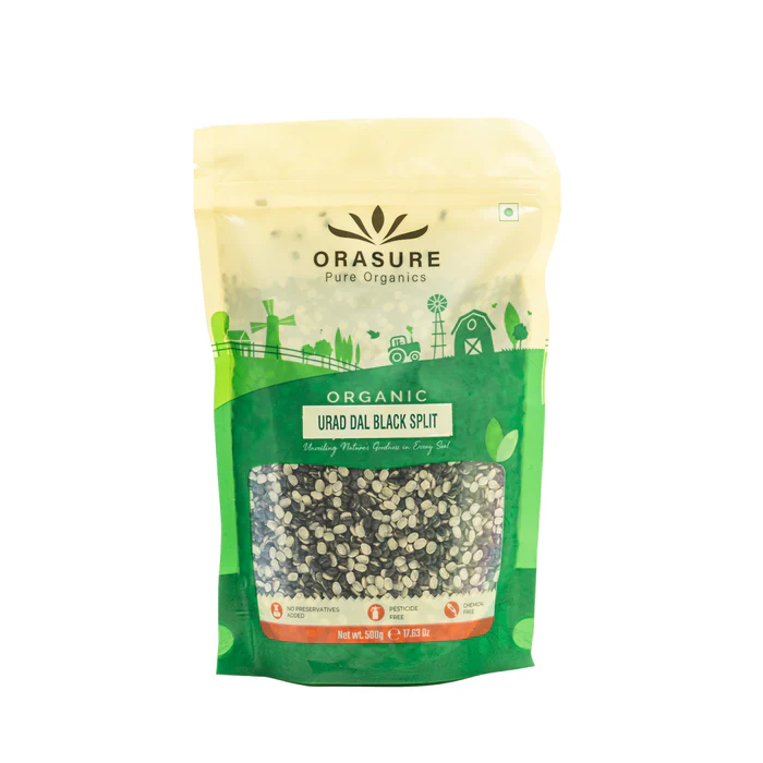 Orasure Organic Urad Dal Black Split 500g (Pack of 1)| High Protein & Fiber