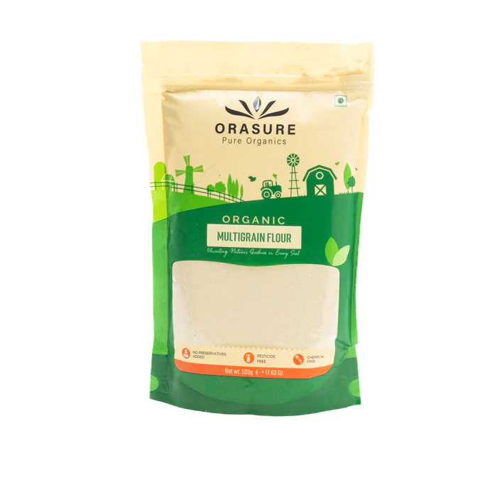 Orasure Organic Multigrain Flour - 500 g (Pack Of 1) | 100% Multigrain Atta