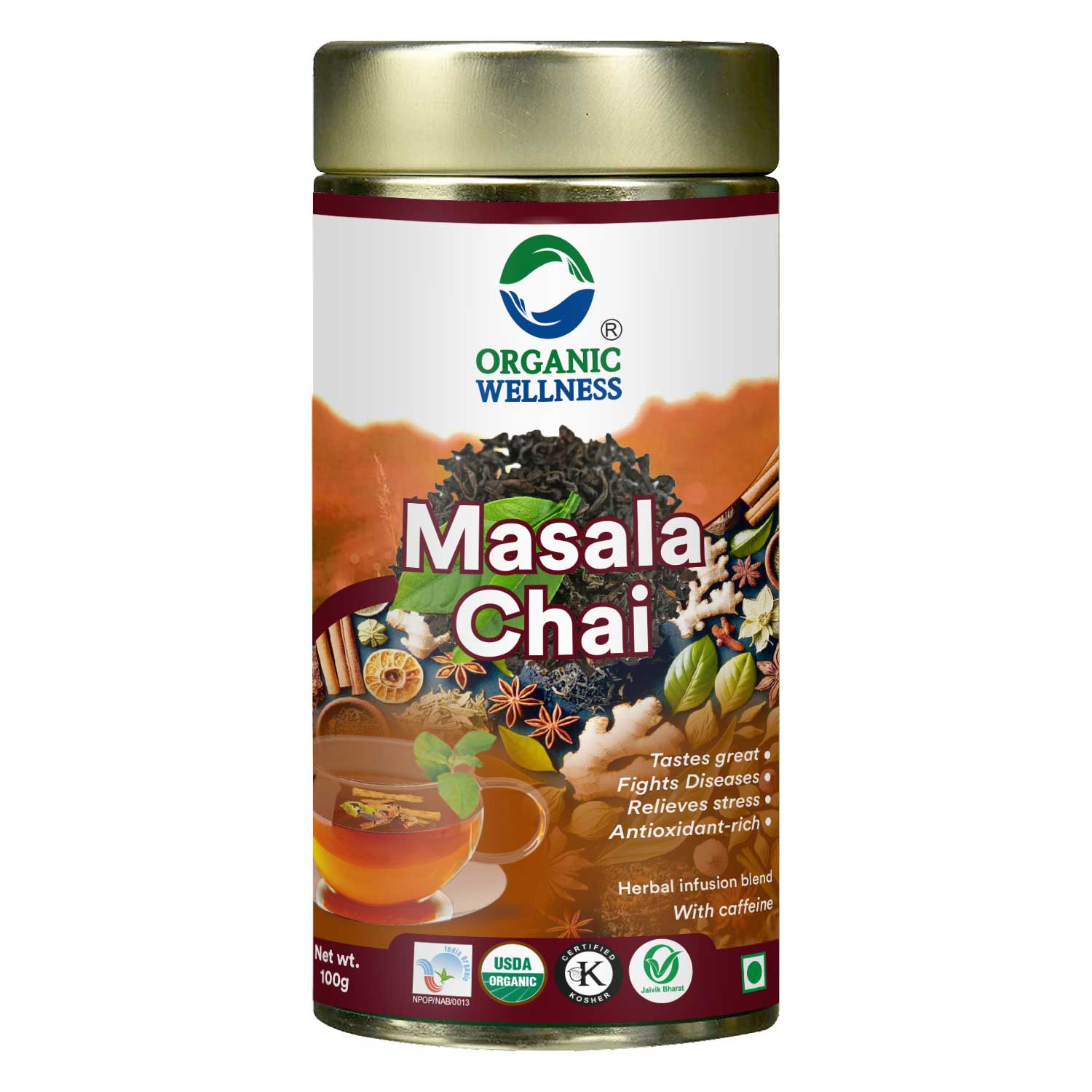 Organic Wellness Masala Chai 100 grams Tin Pack