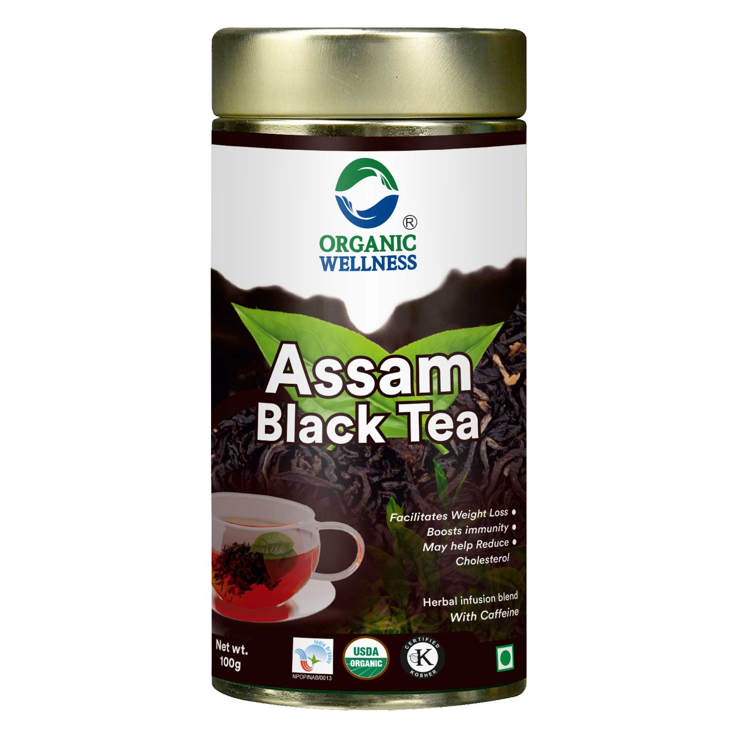 Organic Wellness Assam Black Tea || Enhances immunity 100 gm Tin