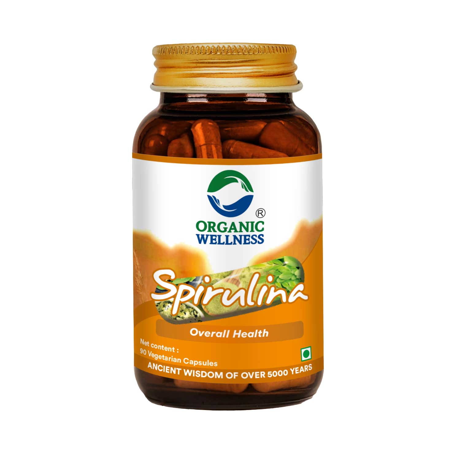 Organic Wellness Spirulina 90 Capsules for Immune Support