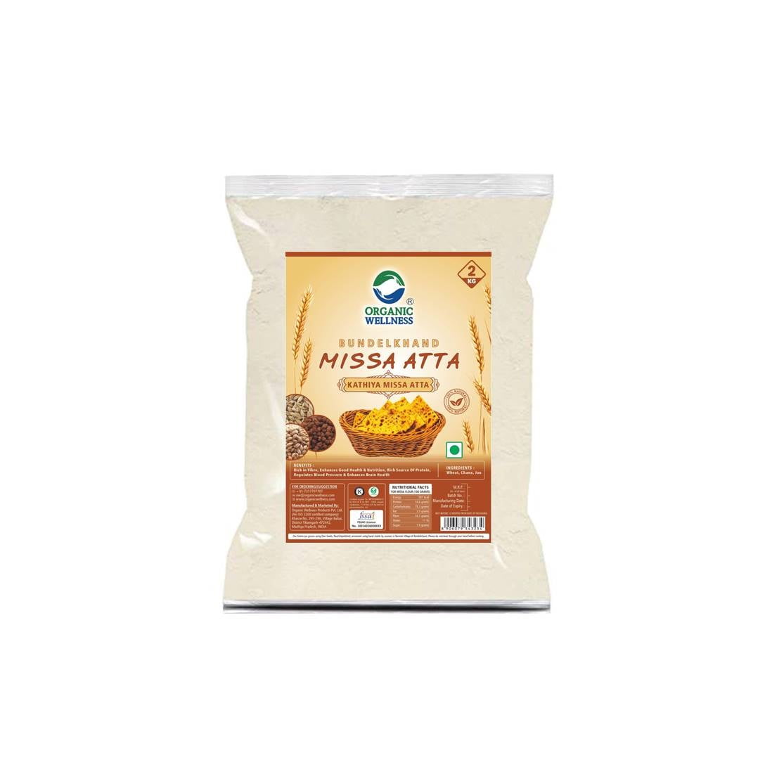 Organic Wellness Bundelkhand 2 kg Missa Atta | Chakki Atta - 2 KG Pack