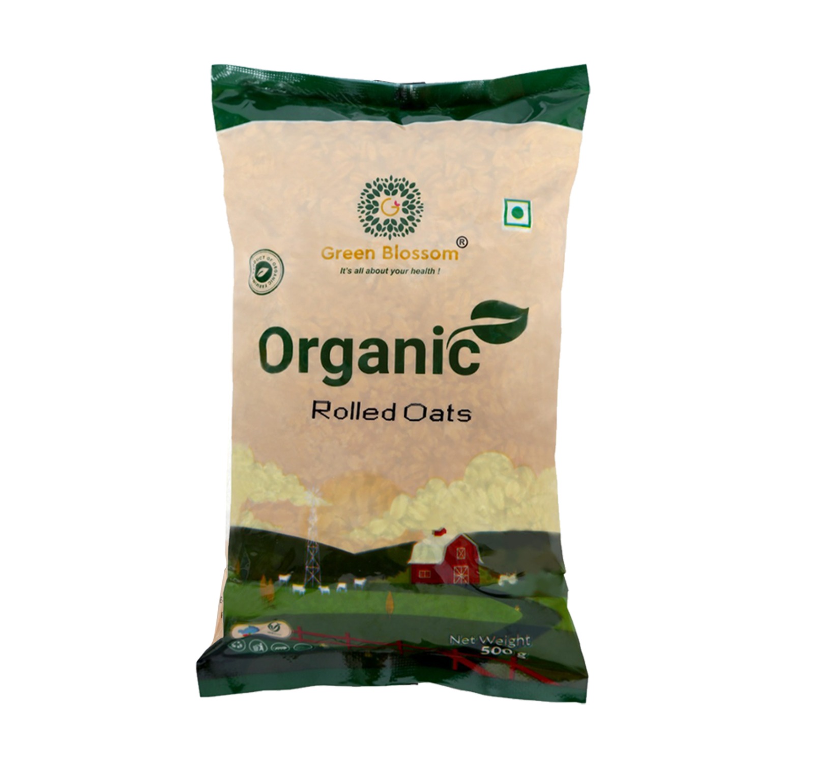 Green Blossom Natural Rolled Oats - 500 Gm