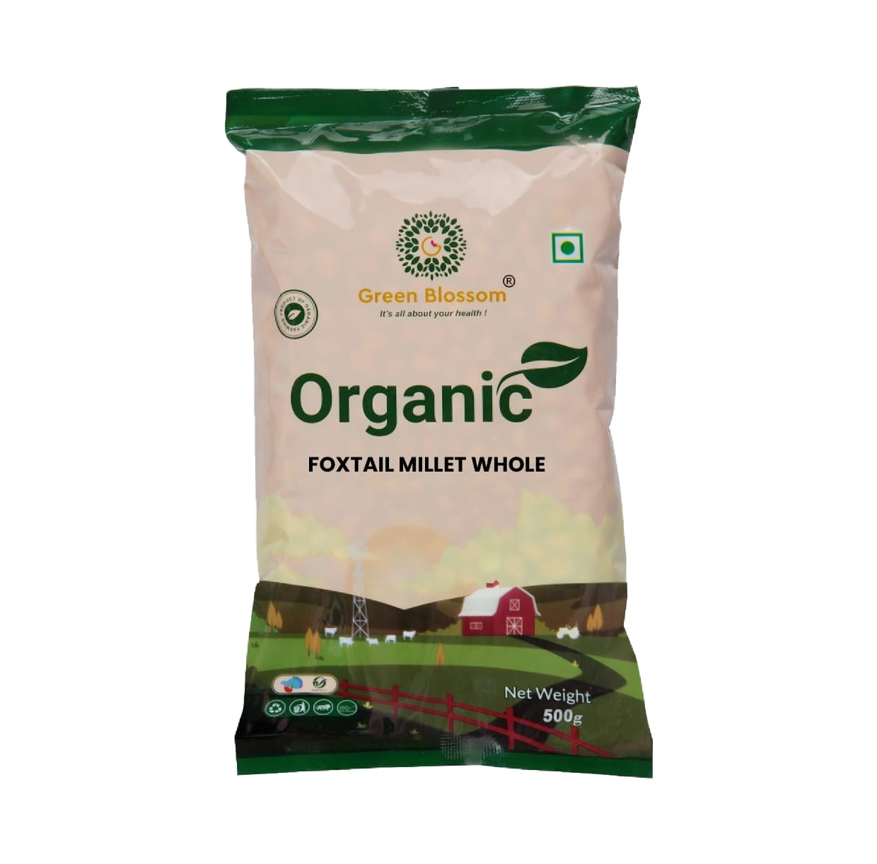 Green Blossom Organic Foxtail Millet Whole – 500 gms