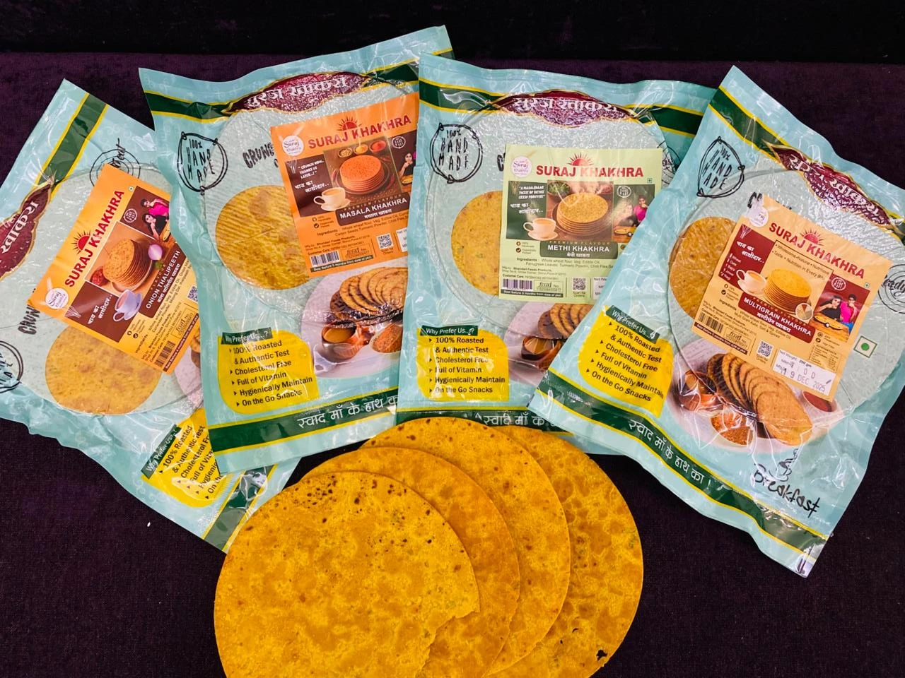 Suraj Khakhra Masala, Onion Khakhra ( Pack of 2 each )