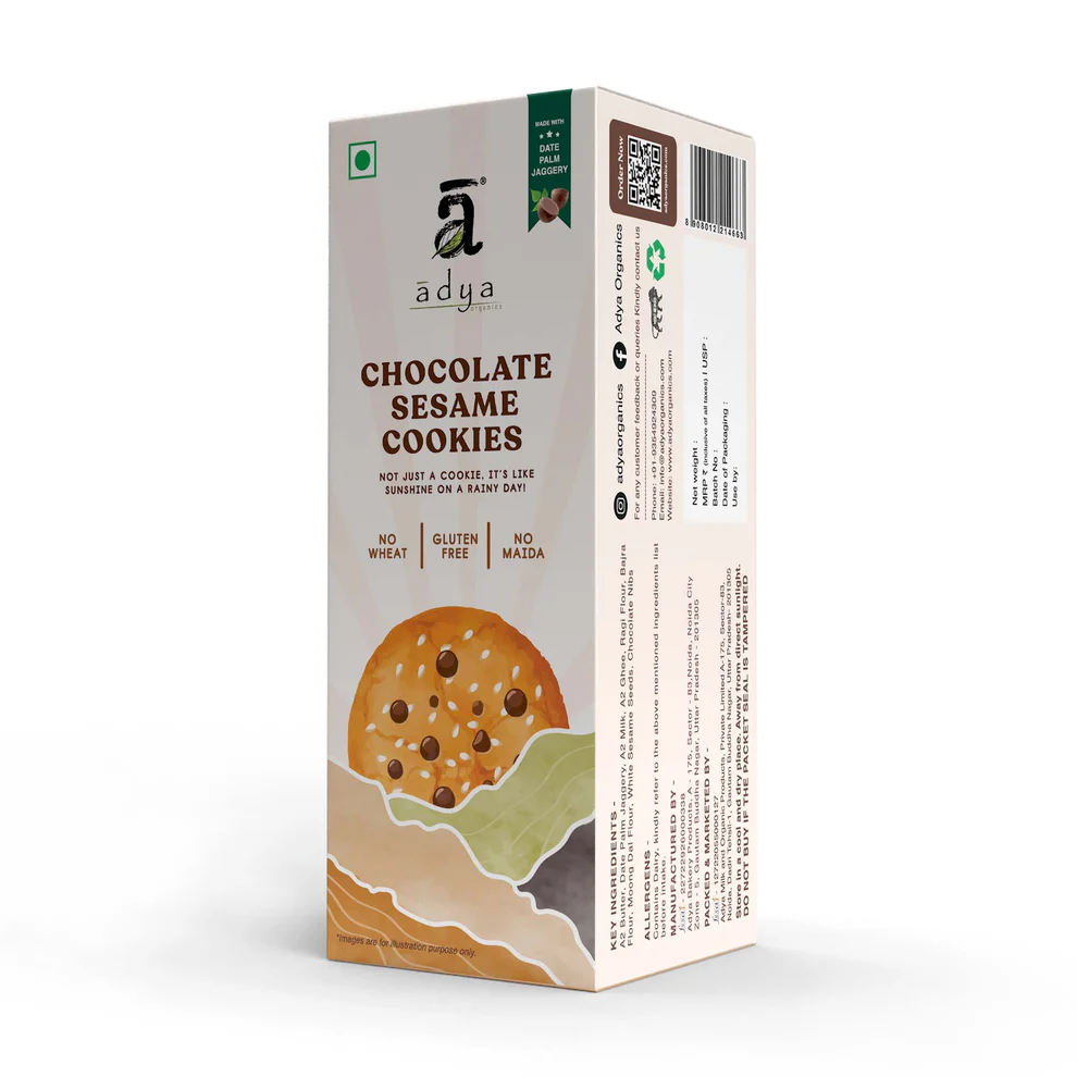 Adya Organics Chocolate Sesame Cookies - 100gms